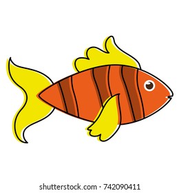 fish yellow orange sideview colorful icon image 