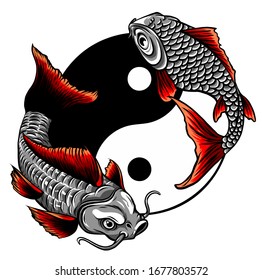 Fish Yin Yang logo vector illustration design