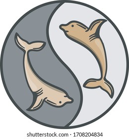 fish yin yang vintage artwork design