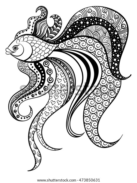 Fish Zentangle Adult Coloring Page Doodle Stock Vector (Royalty Free ...