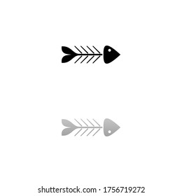 Fishbone. Black symbol on white background. Simple illustration. Flat Vector Icon. Mirror Reflection Shadow. Can be used in logo, web, mobile and UI UX project