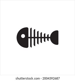 fishbone or bone skeleton vector icon, top view, cool