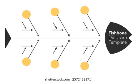 Fishbone Diagram with Blank Node and Directional Arrow Vector Illustration