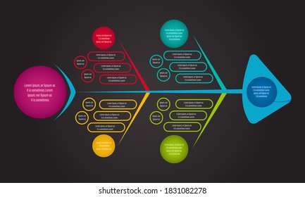 Fishbone diagram with connected elements. Concept of Business development process. Simple infographic design template. Modern vector illustration for presentation.

