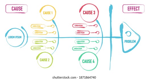 Fishbone diagram with connected elements. Concept of Business development process. Simple infographic design template. Modern vector illustration for presentation.