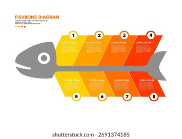 Diagrama de espina de pescado, cuatro Elementos - Plantilla infográfica	