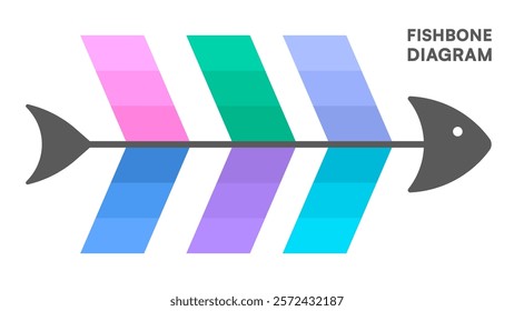 Fishbone Diagram Infographic with Six-Step Process in Colorful Sections Vector Illustration