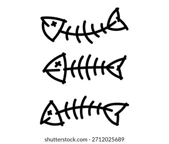 Fishbone doodle mano dibujando hueso de pez muerto