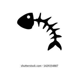 fishbone doodle icon vector hand drawing