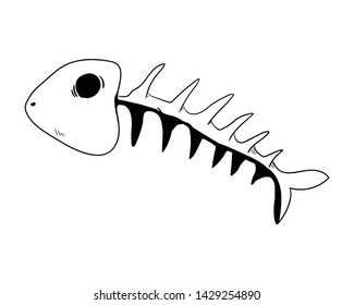fishbone doodle icon vector hand drawing