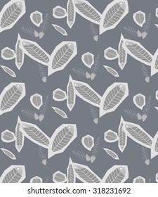 fishbone and fish fossil pattern wallpaper  background gray color ,vector illustration