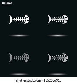 Fishbone flat grayscale vector icon.