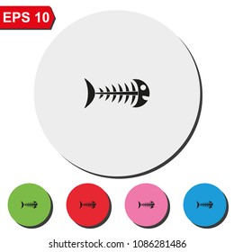 Fishbone flat round colorful vector icon.