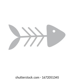 Fishbone food icon on white background.  Cartoon vector illustration