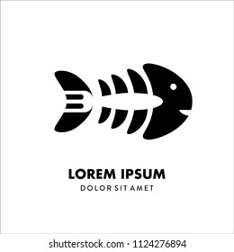 fishbone and fork on negative space vector logo template can be use for your culinary seafood restaurant
