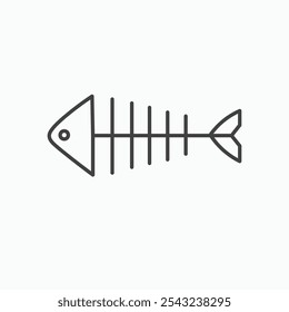 Fishbone icon in black outlined and solid.