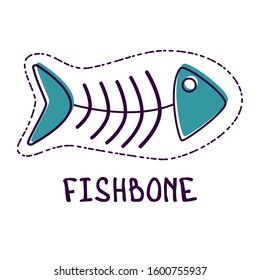 Fishbone icon, blue color, vector.