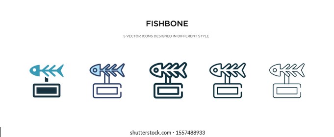 fishbone icon in different style vector illustration. two colored and black fishbone vector icons designed in filled, outline, line and stroke style can be used for web, mobile, ui