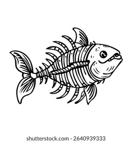 Fishbone icon in drawing style