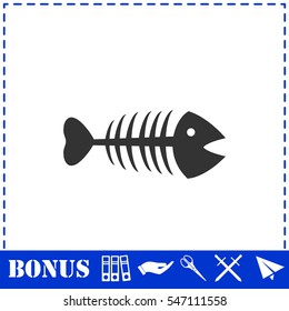 Fishbone icon flat. Simple vector symbol and bonus icon