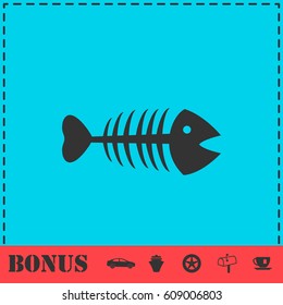 Fishbone icon flat. Simple vector symbol and bonus icon