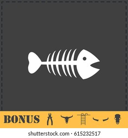 Fishbone icon flat. Simple vector symbol and bonus icon