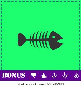Fishbone icon flat. Simple vector symbol and bonus icon