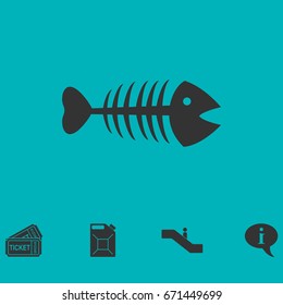 Fishbone icon flat. Simple vector symbol and bonus icon