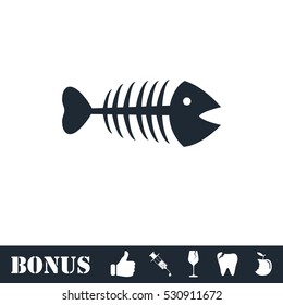 Fishbone icon flat. Vector illustration symbol and bonus pictogram