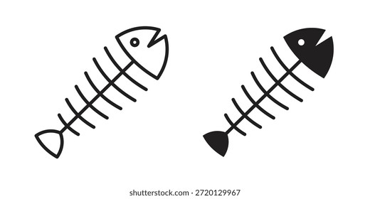 ilustração ícone Fishbone, vetor de linha fina, sinal de design da Web,