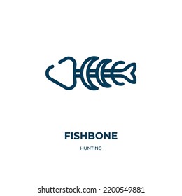 Fishbone icon. Linear vector illustration from hunting collection. Outline fishbone icon vector. Thin line symbol for use on web and mobile apps, logo, print media.
