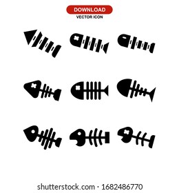 Icono de hueso de pescado o logotipo símbolo de signo aislado ilustración vectorial - Colección de iconos vectoriales de estilo negro de alta calidad
