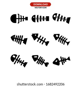 Icono de hueso de pescado o logotipo símbolo de signo aislado ilustración vectorial - Colección de iconos vectoriales de estilo negro de alta calidad

