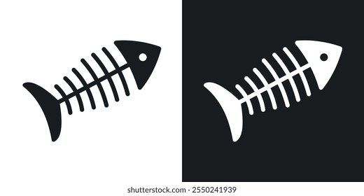Fishbone icon pack in black color.