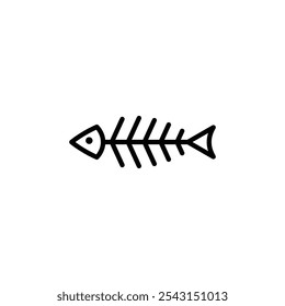 Fishbone icon set. outlined and solid filled versions.