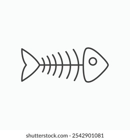 Fishbone icon set vector in black and white colors
