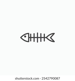 Fishbone icon in thin outlined.