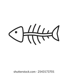 Fishbone icon. thin stroke and solid.