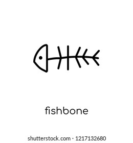 fishbone icon. Trendy modern flat linear vector fishbone icon on white background from thin line collection, outline vector illustration