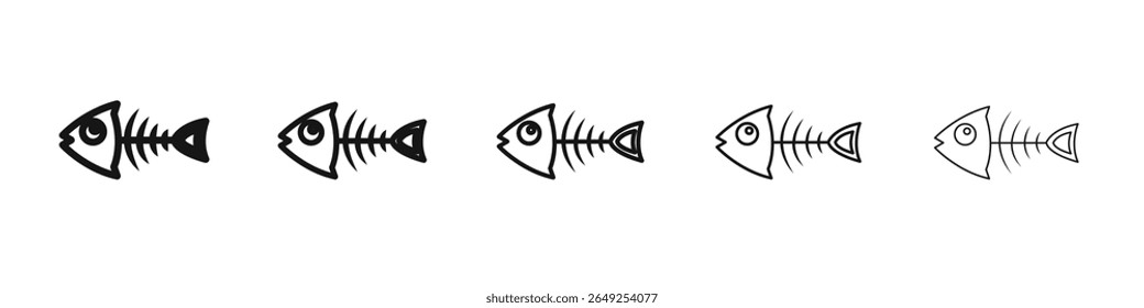 Fishbone icon vector outline set illustration sign