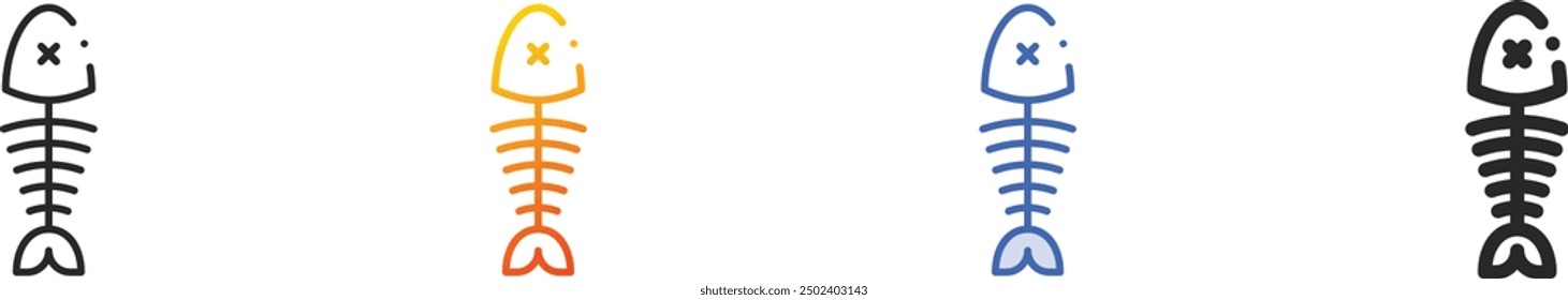 fishbone icon.Thin Linear, Gradient, Blue Stroke and bold Style Design Isolated On White Background