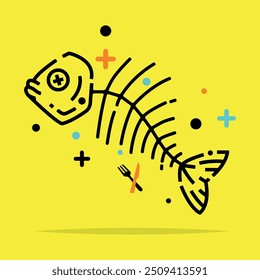 Fishbone Line Art Vector Illustration