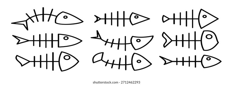 Ilustración vectorial de icono de línea de espina de pescado