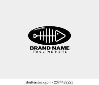 Fishbone logo on a black ellipse background. Suitable for companies operating in the fisheries sector.