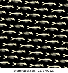 fishbone pattern illustration on black background, editable for color.
