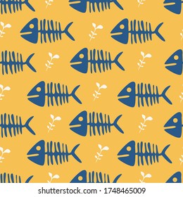 
Fishbone seamless pattern, background, vector fishbone