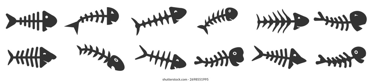 fishbone set on white background