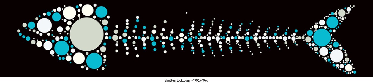 Fishbone shape vector design by color point
