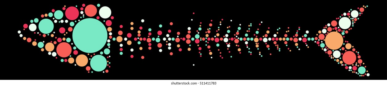 Fishbone shape vector design by color point
