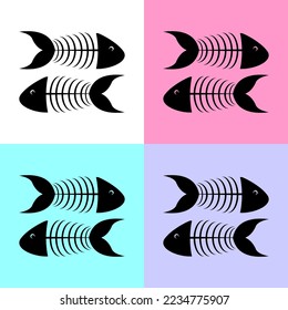 fishbone silhouette vector four backgrounds